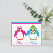 Bow of Bowtie Penguin Geslacht Onthulling Uitnodig Uitnodiging Briefkaart (Staand voorkant)