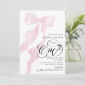 Bow One Birthday Blush Minimaal Roze Meisje Kaart (Staand voorkant)