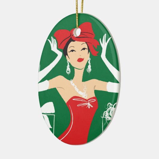 Bow op topooval keramisch ornament (Links)