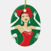 Bow op topooval keramisch ornament (Voorkant)