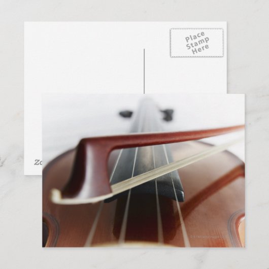 Bow op Violin Briefkaart (Voorkant / Achterkant)