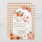 Bow orange pumpkin a baby is brewing Baby Shower Kaart (Voorkant / Achterkant)