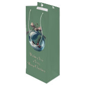 Bow & Ornament Kerstwijnzak Wijn Cadeautas (Achterkant Gekanteld)