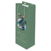 Bow & Ornament Kerstwijnzak Wijn Cadeautas (Voorkant Gekanteld)