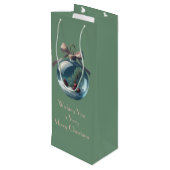  Bow & Ornament Kerstwijnzak Wijn Cadeautas (Achterkant Gekanteld)