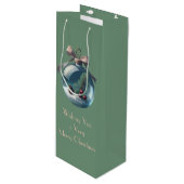  Bow & Ornament Kerstwijnzak Wijn Cadeautas (Voorkant Gekanteld)
