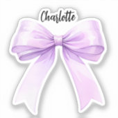 Bow paarse naam script sticker (Voorkant)