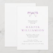  Bow Paarse Vrijgezellenfeest Kaart (Voorkant / Achterkant)