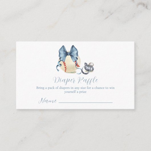 Bow Pacifier Baseball Diaper Raffle Baby Shower  Informatiekaartje (Voorkant)