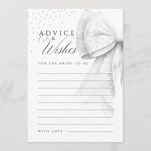 Bow Pearls Advies & Wishes Vrijgezellenfeest Kaart (Voorkant)