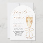 Bow Pearls & Prosecco Vrijgezellenfeest Kaart (Voorkant)
