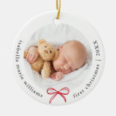 Bow Photo Modern Baby Eerste Kerstdag Keramisch Ornament (Voorkant)