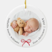 Bow Photo Modern Baby Eerste Kerstdag Keramisch Ornament (Achterkant)
