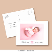 Bow Photo Script Meisje Baby shower Bedankt Briefkaart