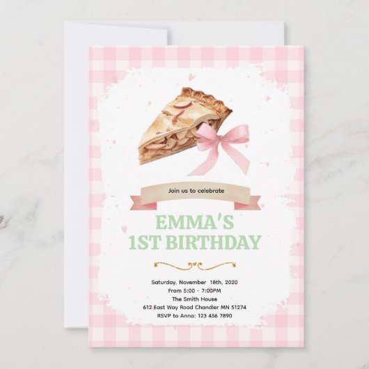 Bow pie birthday party invitation kaart (Voorkant)