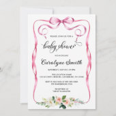 Bow Pink Baby shower Invitation Kaart (Voorkant)
