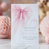 Bow Pink Coquette Baby shower Kaart