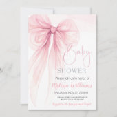 Bow Pink Coquette Baby shower Kaart (Voorkant)