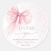 Bow Pink Coquette Baby shower Ronde Sticker (Voorkant)