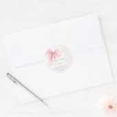 Bow Pink Coquette Baby shower Ronde Sticker (Envelop)