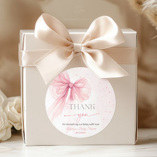 Bow Pink Coquette Baby shower Ronde Sticker