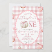 Bow Pink Gingham Pumpkin 1e verjaardag Kaart (Voorkant)