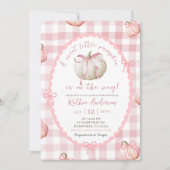 Bow Pink Gingham Pumpkin Baby shower Kaart (Voorkant)