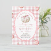 Bow Pink Gingham Pumpkin Baby shower Kaart (Staand voorkant)