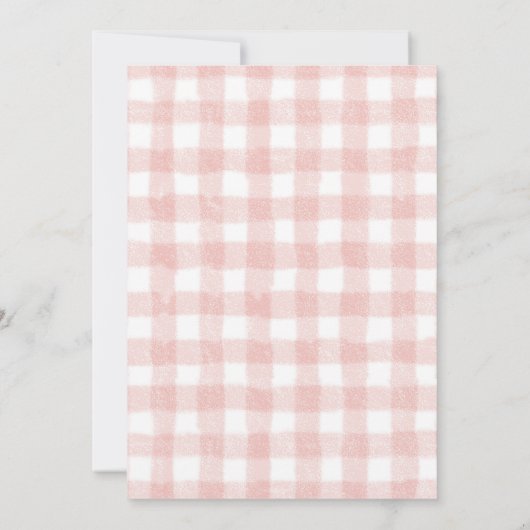 Bow Pink Gingham Pumpkin Baby shower Kaart (Achterkant)