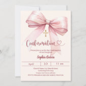 Bow pink girl cream elegant Confirmation Kaart (Voorkant)