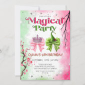 Bow pink & green Magical Witchy Birthday Kaart (Voorkant)