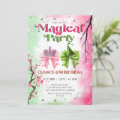 Bow pink & green Magical Witchy Birthday Kaart (Staand voorkant)