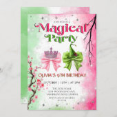 Bow pink & green Magical Witchy Birthday Kaart (Voorkant / Achterkant)
