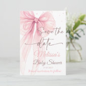 Bow Pink Save the date Baby shower Coquette Kaart (Staand voorkant)