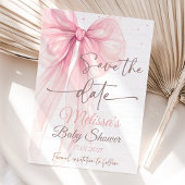 Bow Pink Save the date Baby shower Coquette Kaart