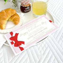 Bow Pink Stripe Valentijnsdag cadeaubon Kaart
