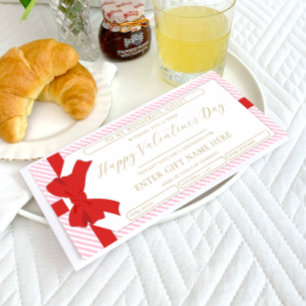 Bow Pink Stripe Valentijnsdag cadeaubon Kaart