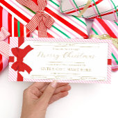 Bow Pink StripeMerry Christmas Gift Voucher Kaart