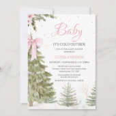 Bow Pink Tree Baby Het is een koud Baby shower Kaart (Voorkant)