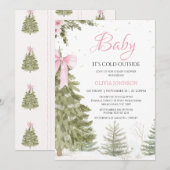Bow Pink Tree Baby Het is een koud Baby shower Kaart (Voorkant / Achterkant)