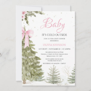 Bow Pink Tree Baby Het is een koud Baby shower Kaart