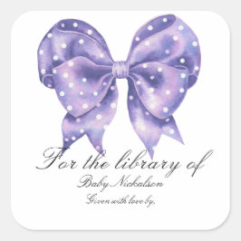 Bow Polka Dot babyfeest - voor de bibliotheek van Vierkante Sticker