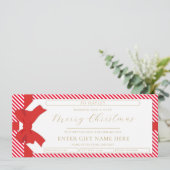 Bow Red Stripe Merry Christmas Gift Voucher Kaart (Staand voorkant)