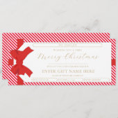 Bow Red Stripe Merry Christmas Gift Voucher Kaart (Voorkant / Achterkant)