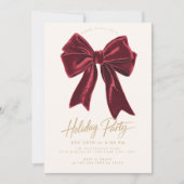 Bow Red Velvet Bow Elegant Vakantie Kerstfeest Kaart (Voorkant)