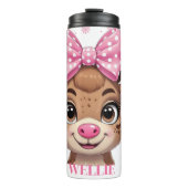 Bow Reindeer Christmas Girls Personalized Tumbler Thermosbeker (Voorkant)