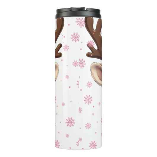 Bow Reindeer Christmas Girls Personalized Tumbler Thermosbeker (Achterkant)