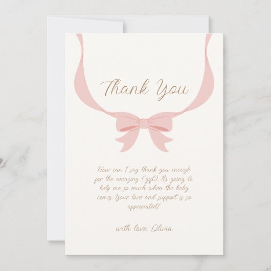  Bow Ribbon Baby shower Bedankkaart (Voorkant)