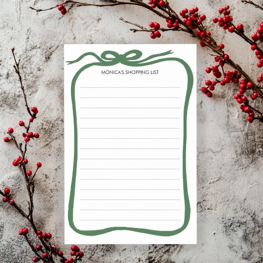 BOW Ribbon CUSTOM Christmas Holiday Shopping List Post-it® Notes