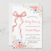 Bow Ribbon Flowers Bokeh Baby shower Kaart (Voorkant)